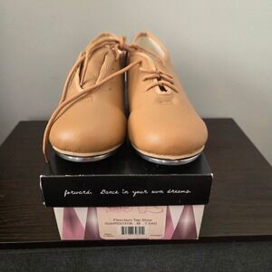 Revolution Dancewear Flex Jazz Tap Shoes Women's Size 7.5 AD Tan Leather Lace Up